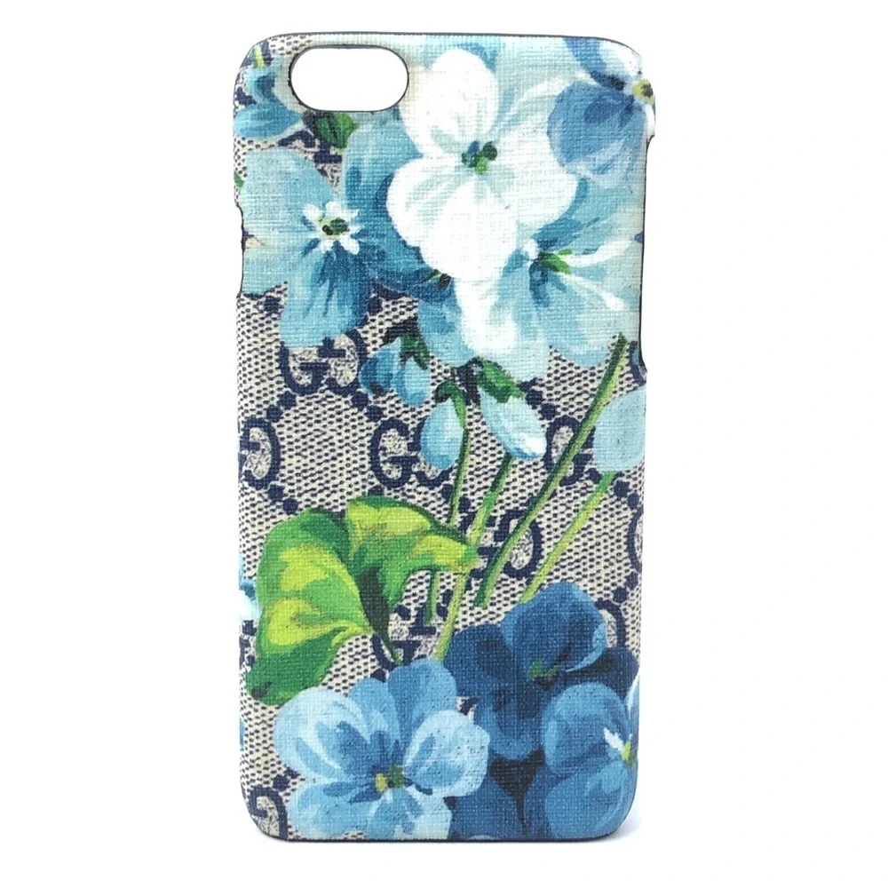 GUCCI Beige Blue Floral GG Monogram Logo Apple IPhone6 Phone Case NEW